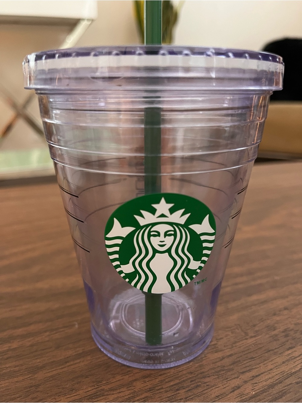 Starbucks Clear Reusable Cold Cup with Green Logo and Straw